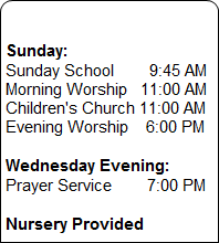 Weekly Services Schedule